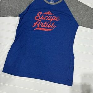 Escape Artist Blue and Gray Raglan Tee